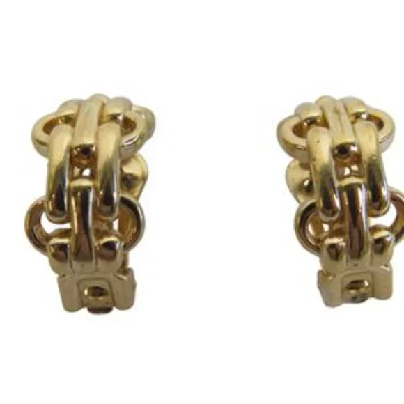 Christian Dior Gold Tone Half Hoop Earrings - Picture 8 of 8